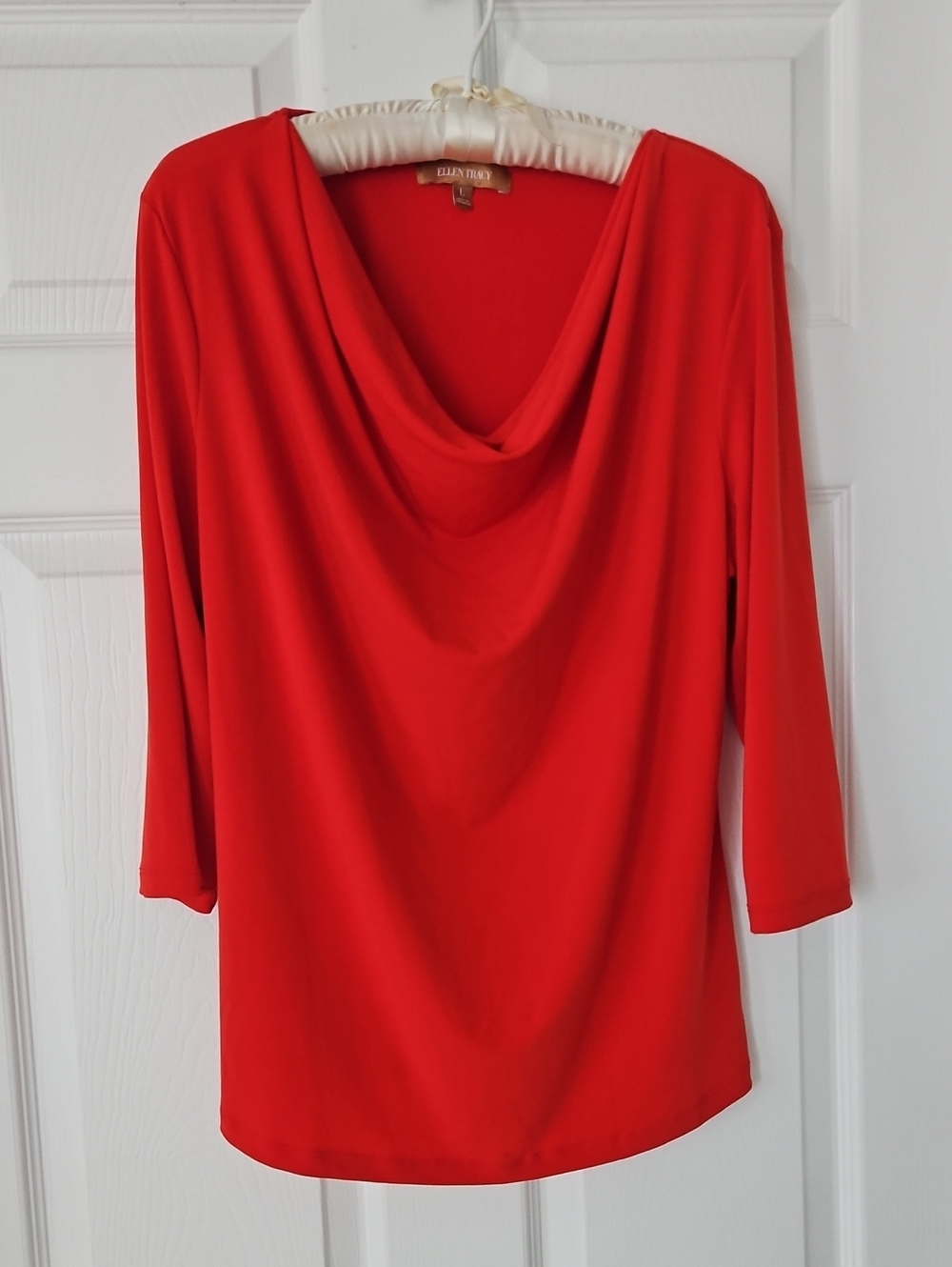 Ellen Tracy Vibrant Red Cowl Neck Blouse